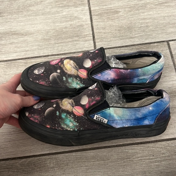 Vans Custom (one of a kind) Space Print Slip Ons Size 8 GUC - Picture 7 of 10